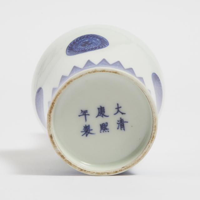 A Blue and White 'Mallet' Vase, Kangxi Mark