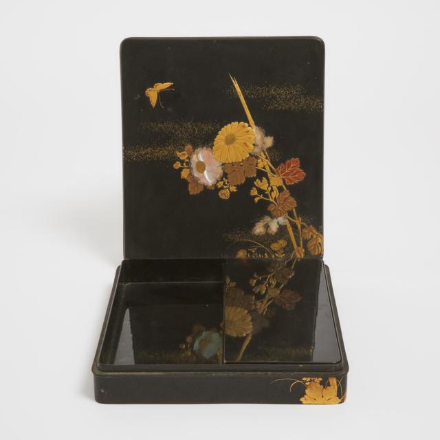 A Gilt and Black Lacquer Writing Box, Suzuribako, Meiji Period (1868-1912)