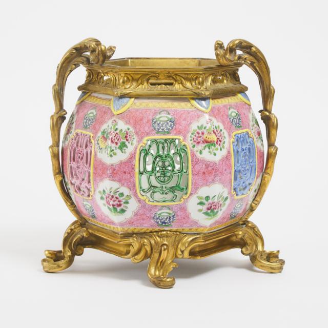 An Ormolu Mounted Chinese Porcelain Lantern, 20th Century