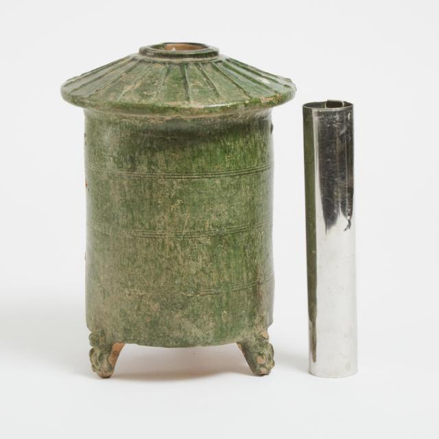 A Green-Glazed Pottery Model of a Granary, Han Dynasty (206 BC-220 AD)