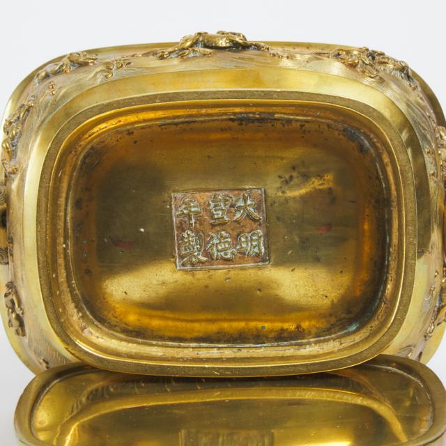 A Chinese Bronze Censer, Cover and Stand, 20th Century