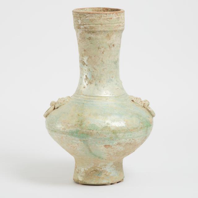 A Green-Glazed 'Hu' Vase, Han Dynasty (206 BC-220 AD)