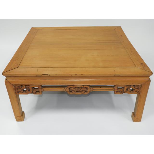 A Chinese Elmwood Low Square Table