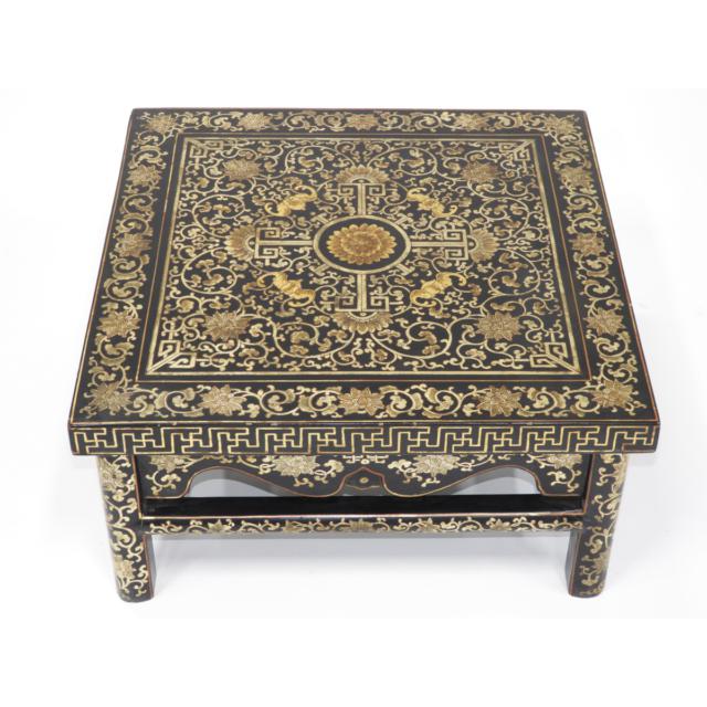 A Pair of Chinese Black Lacquer Low Square Tables