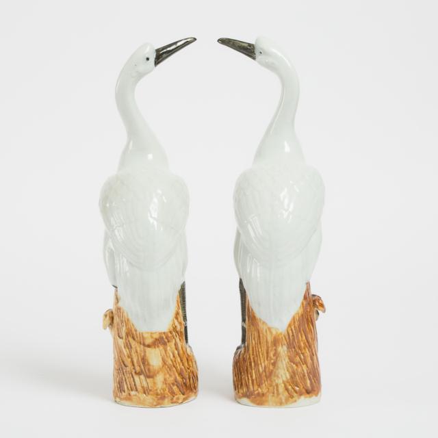 A Pair of Chinese Porcelain Cranes, Republican Period
