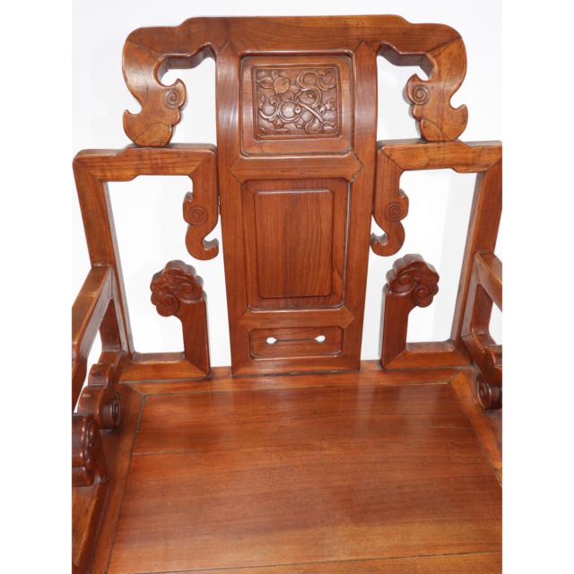 A Chinese Hardwood Table and Two Chairs