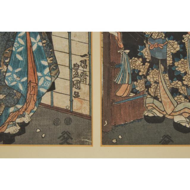 Utagawa Kunisada (Toyokuni III, 1786-1865), Outside a Brushwood Fence on a Spring Night, Mid 19th Century