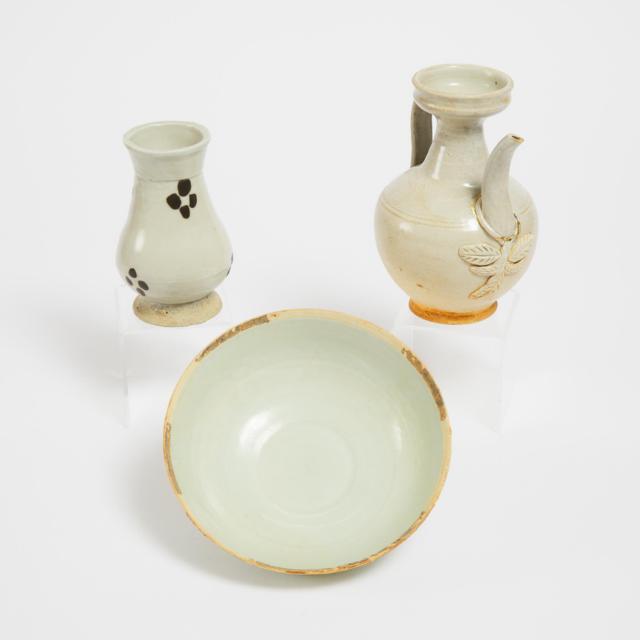 A Group of Three Qingbai-Glazed Ceramics, Song Dynasty or Later