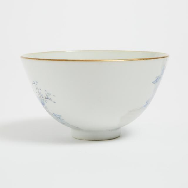 A Blue-Enameled 'Figural' Bowl, Qianlong Mark, Qing Dynasty