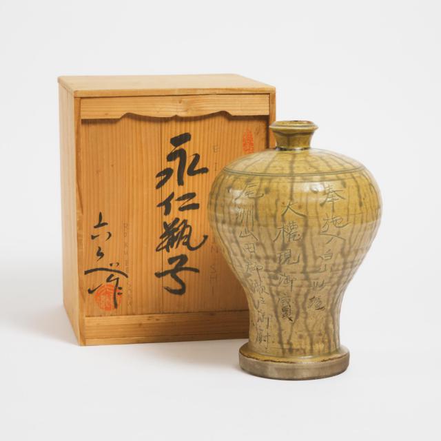 Attributed to Kato Tokuro (1898-1985), A Ko-Seto Ware Reproduction of an Einin Period Tsubo Jar