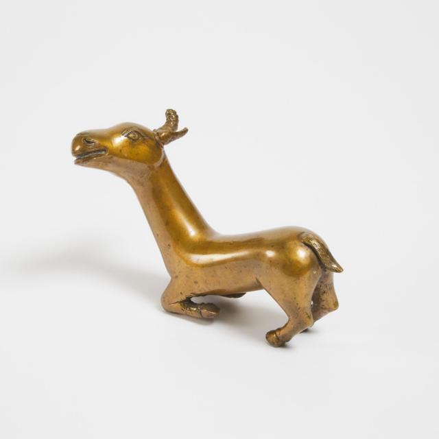A Tibetan Bronze Deer, 18th Century or Later