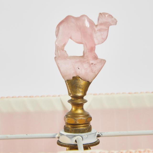 A Chinese Rose Quartz Covered Vase Mounted as a Lamp, Early to Mid 20th Century