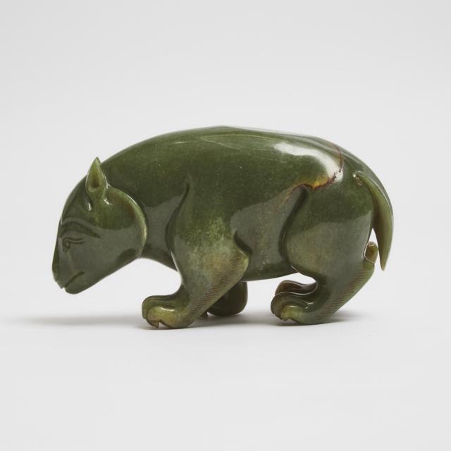 A Green Jade Carved Bear 