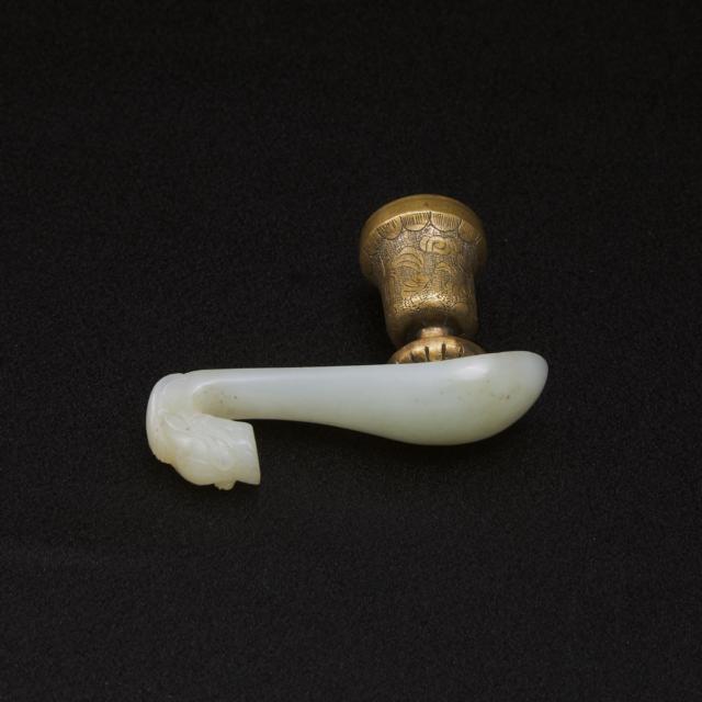 A White Jade Dragon Belt Hook, Late Qing Dynasty