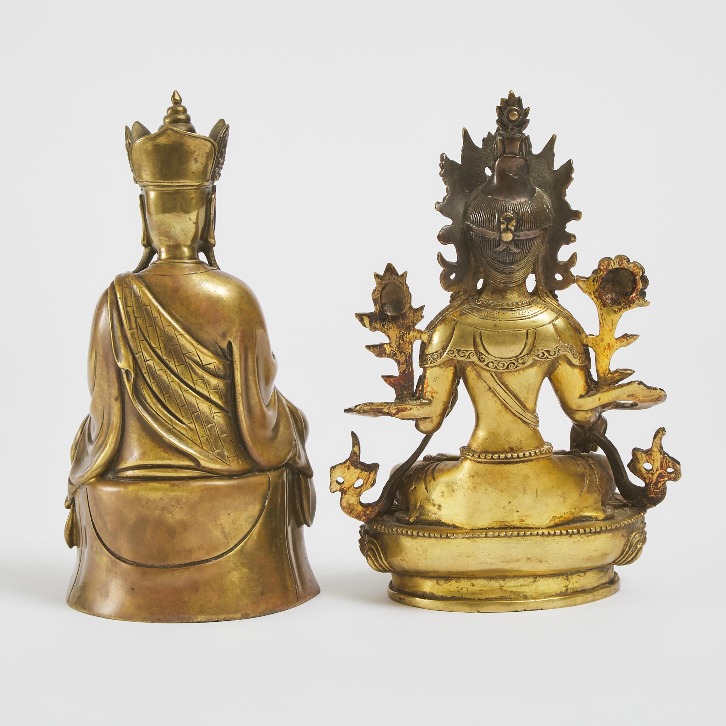 Two Bronze Figures of Ksitigarbha and Avalokiteshvara 