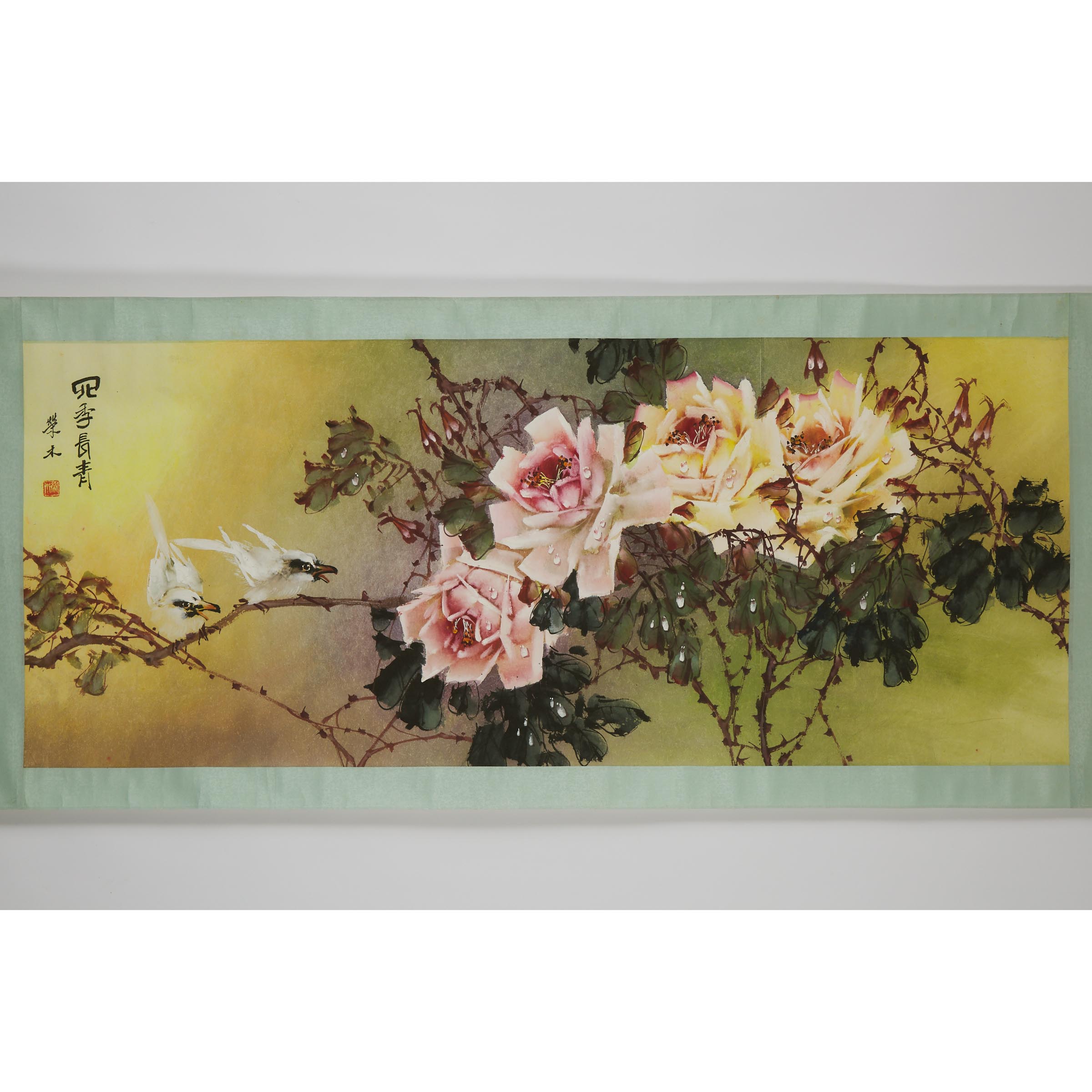 Two Chinese Paintings of Peonies, 20th Century
