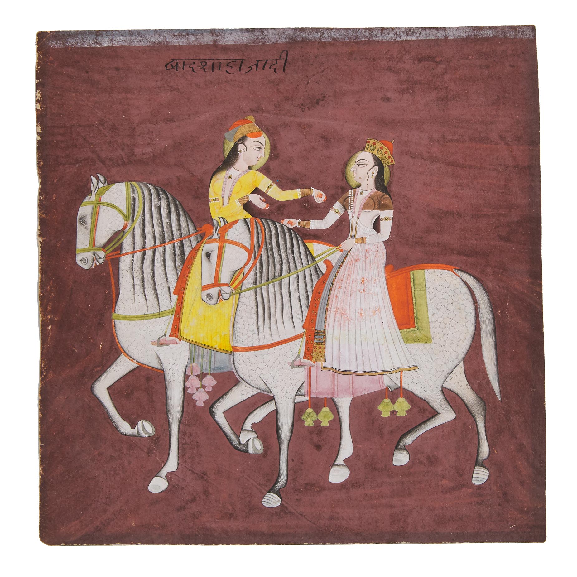 Rajasthan School, Two Princesses on Horses, 18th/19th Century
