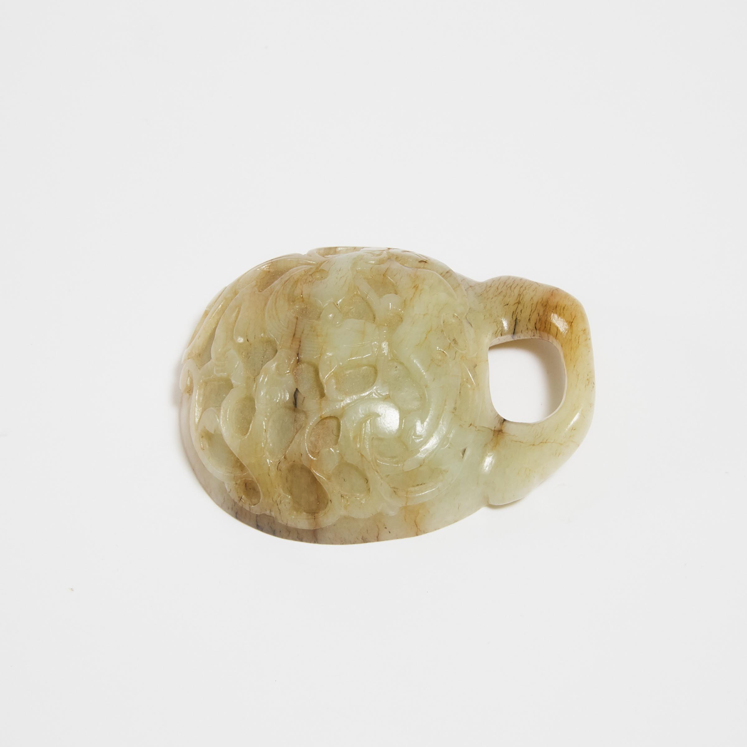 A Mottled Jade Belt Buckle, Ming Dynasty