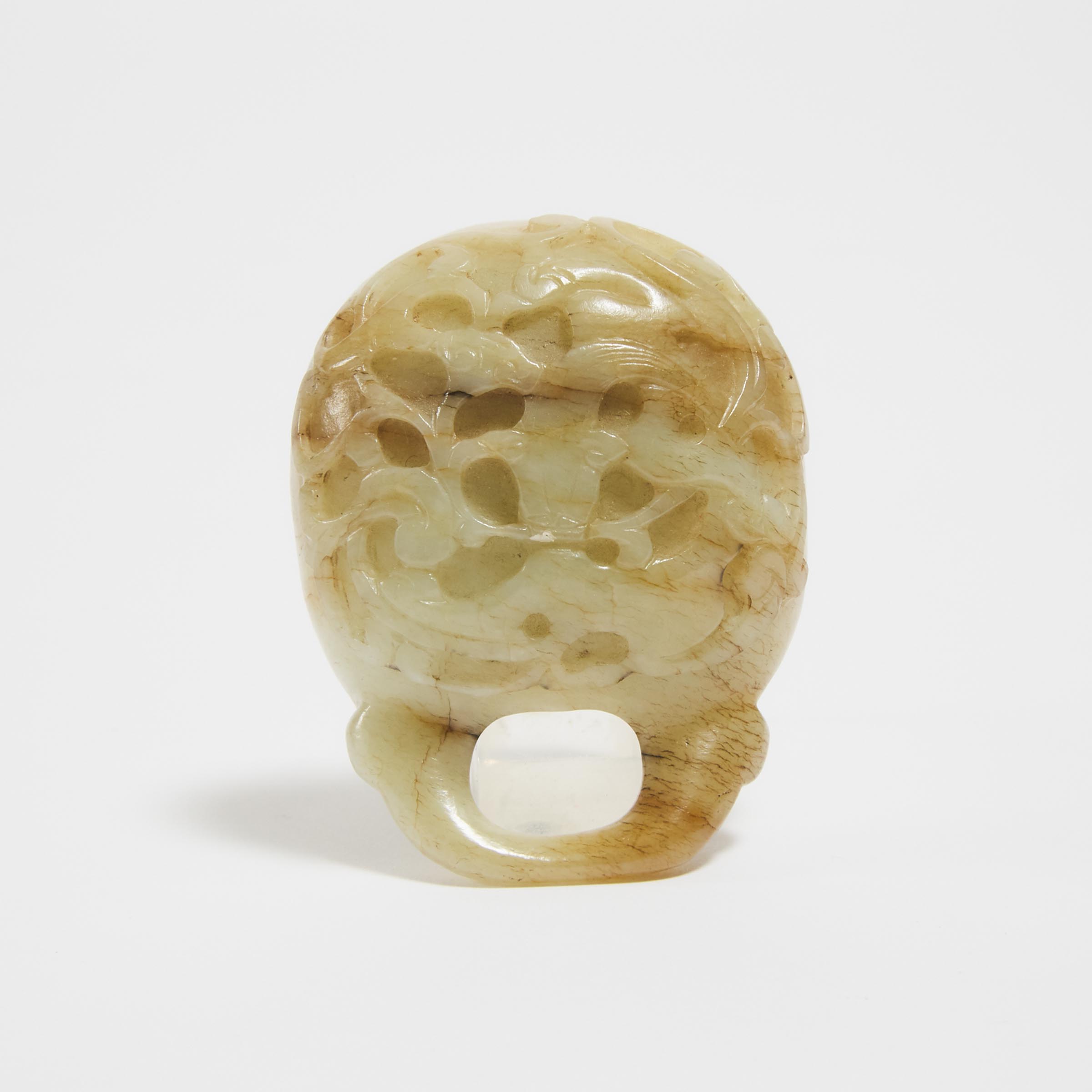 A Mottled Jade Belt Buckle, Ming Dynasty