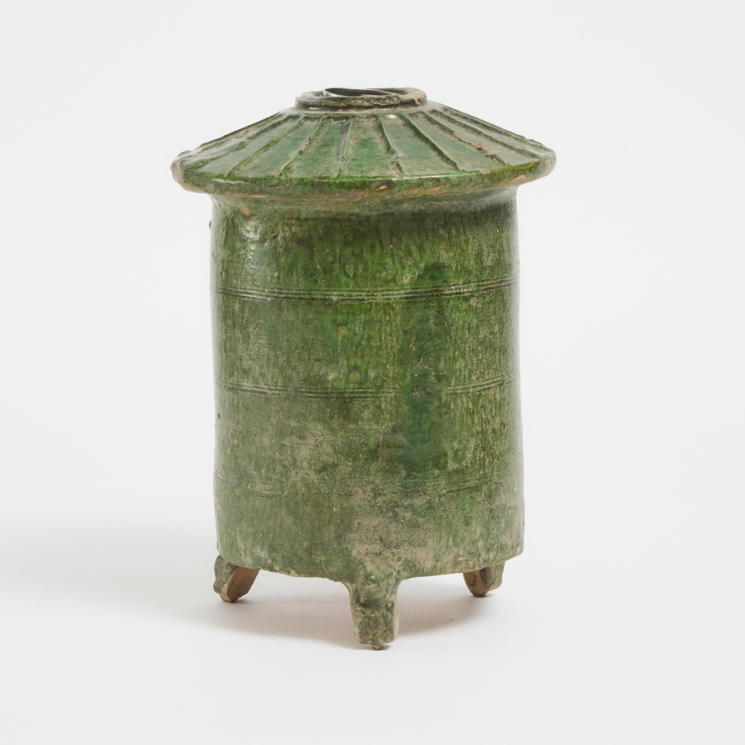 A Green-Glazed Pottery Model of a Granary, Han Dynasty (206 BC-220 AD)