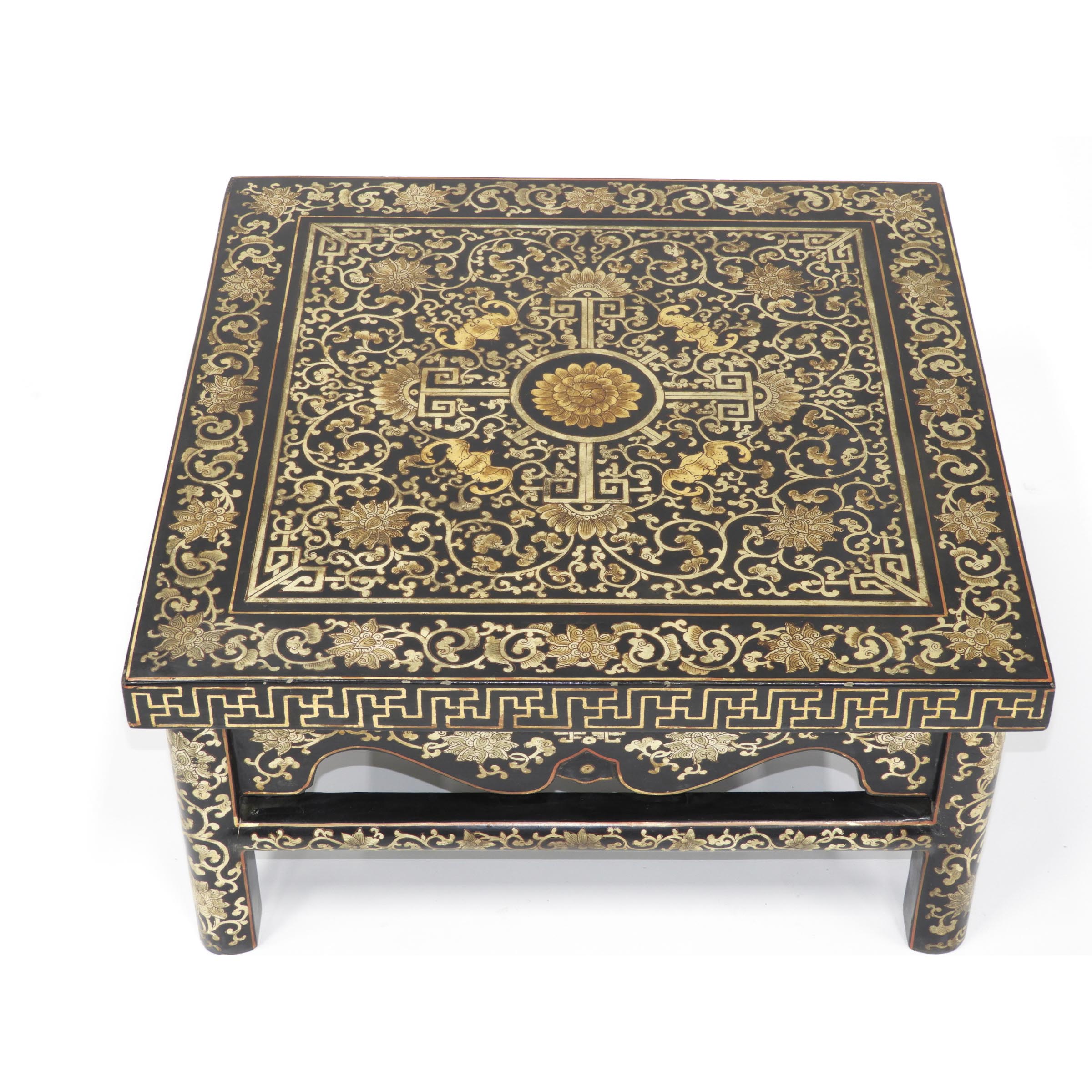 A Pair of Chinese Black Lacquer Low Square Tables