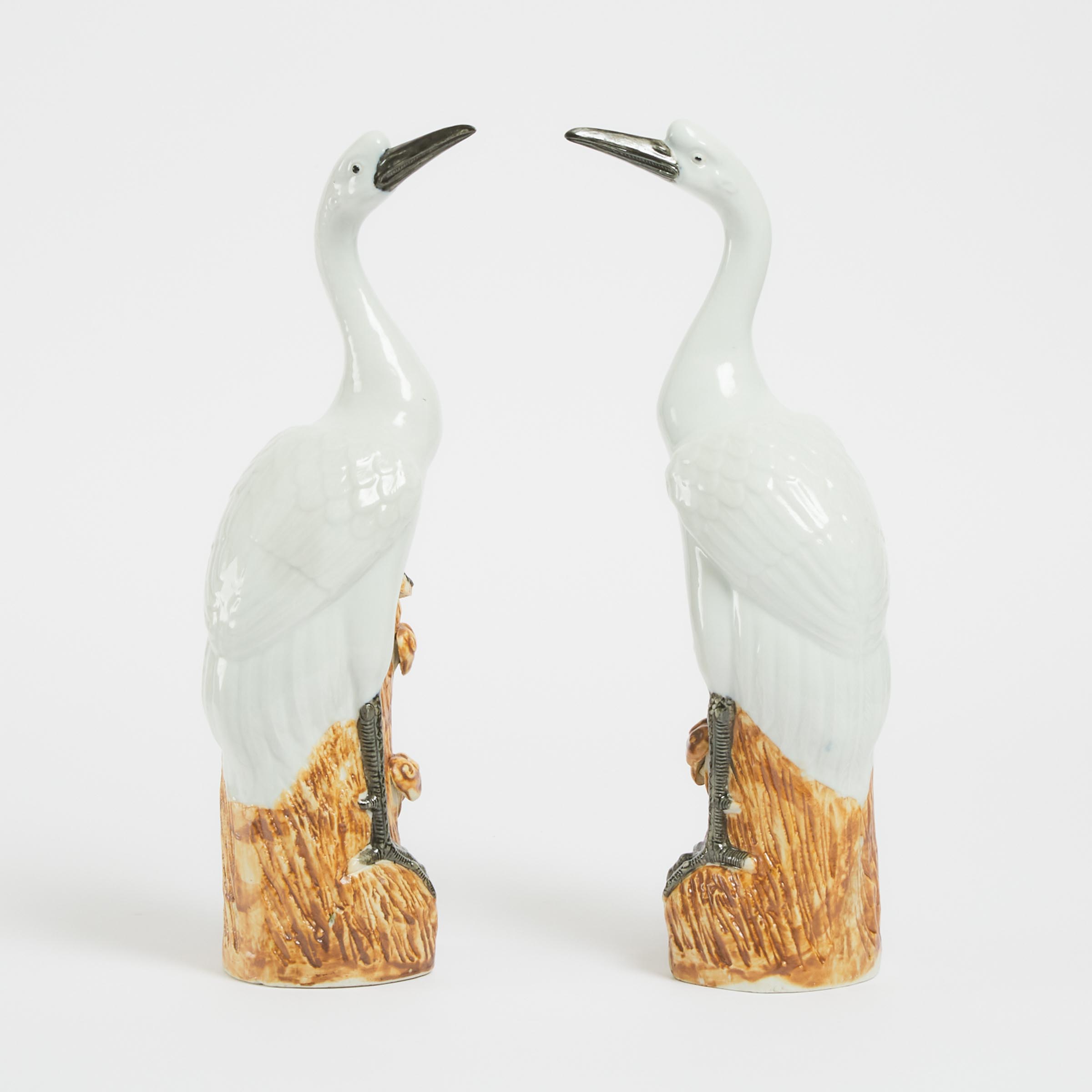 A Pair of Chinese Porcelain Cranes, Republican Period