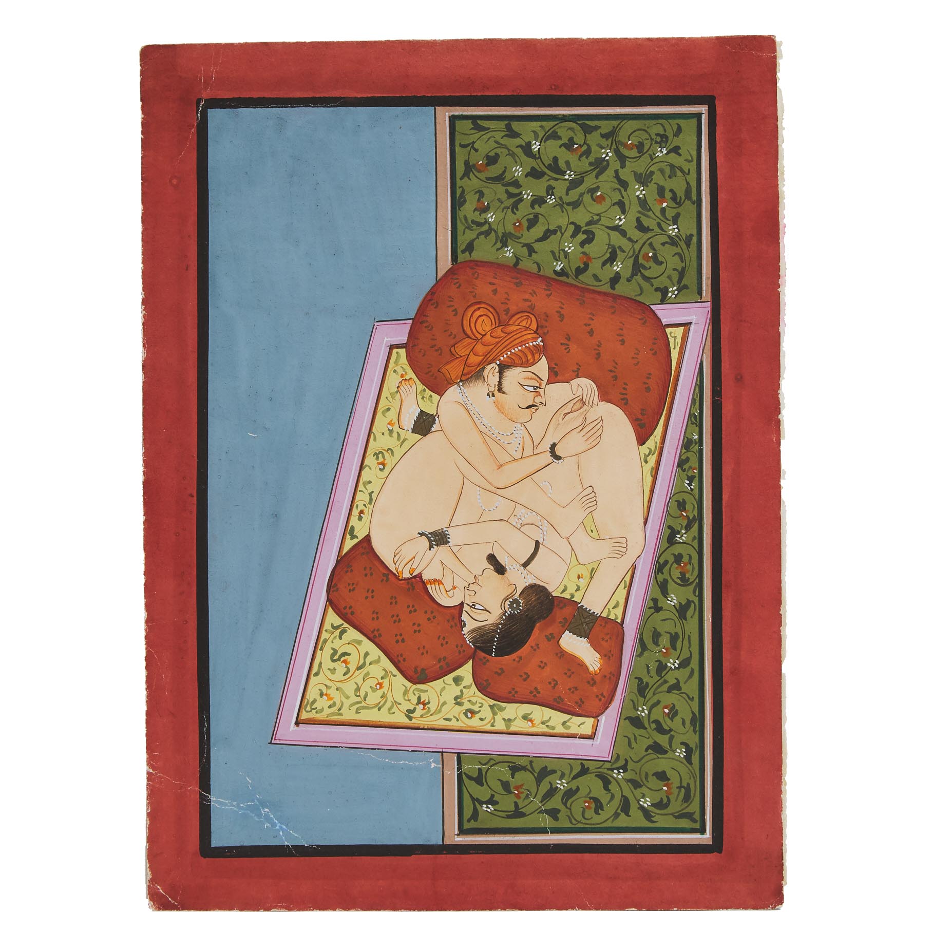 Rajasthan School, An Erotic Indian Miniature Painting, 19th Century