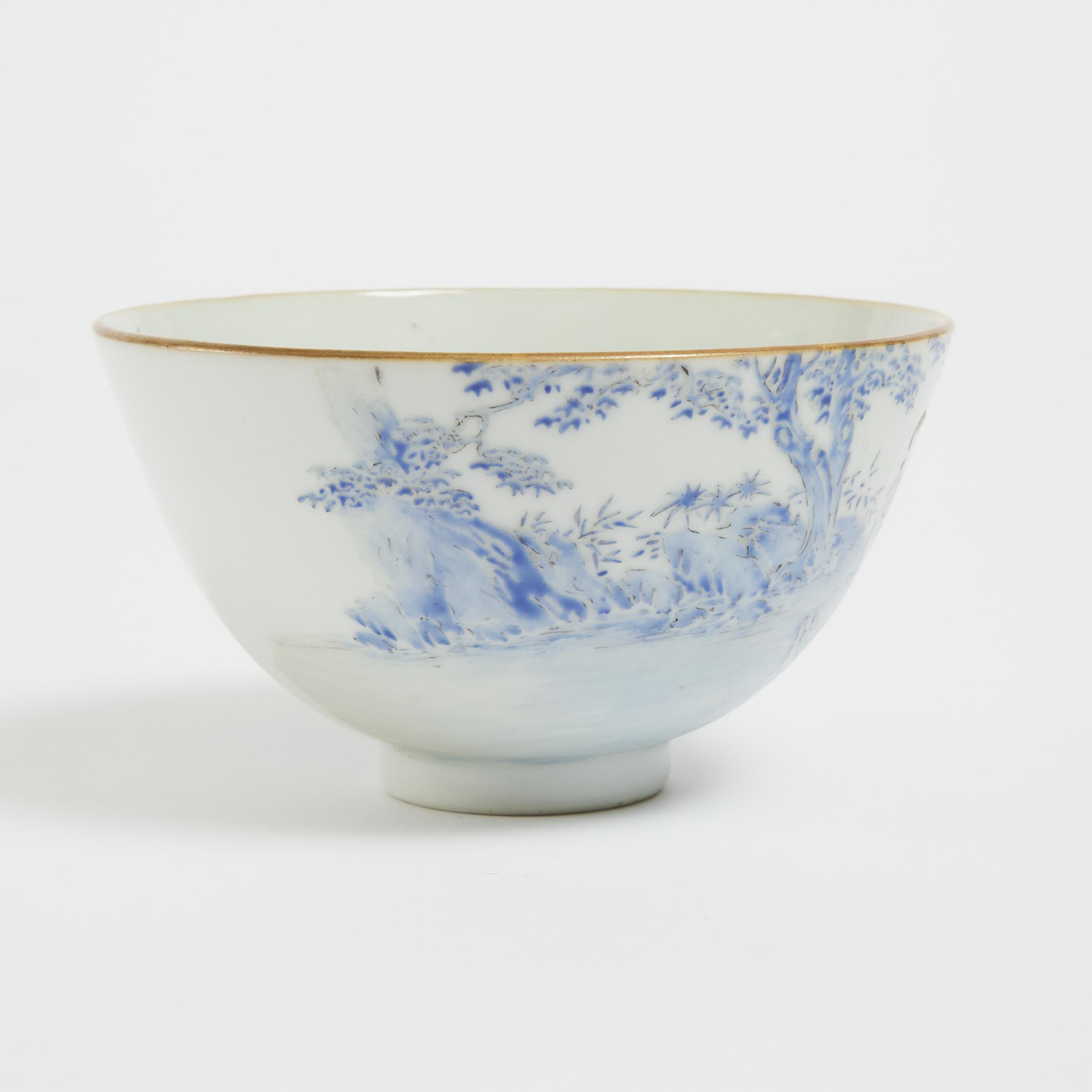 A Blue-Enameled 'Figural' Bowl, Qianlong Mark, Qing Dynasty