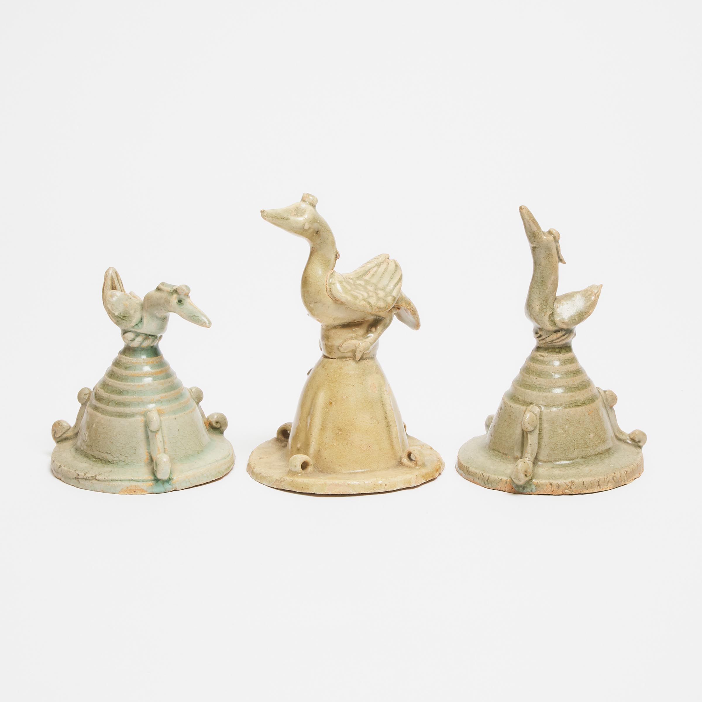 A Group of Three Straw-Glazed Pottery Funerary Covers, Song Dynasty (AD 960-1279)
