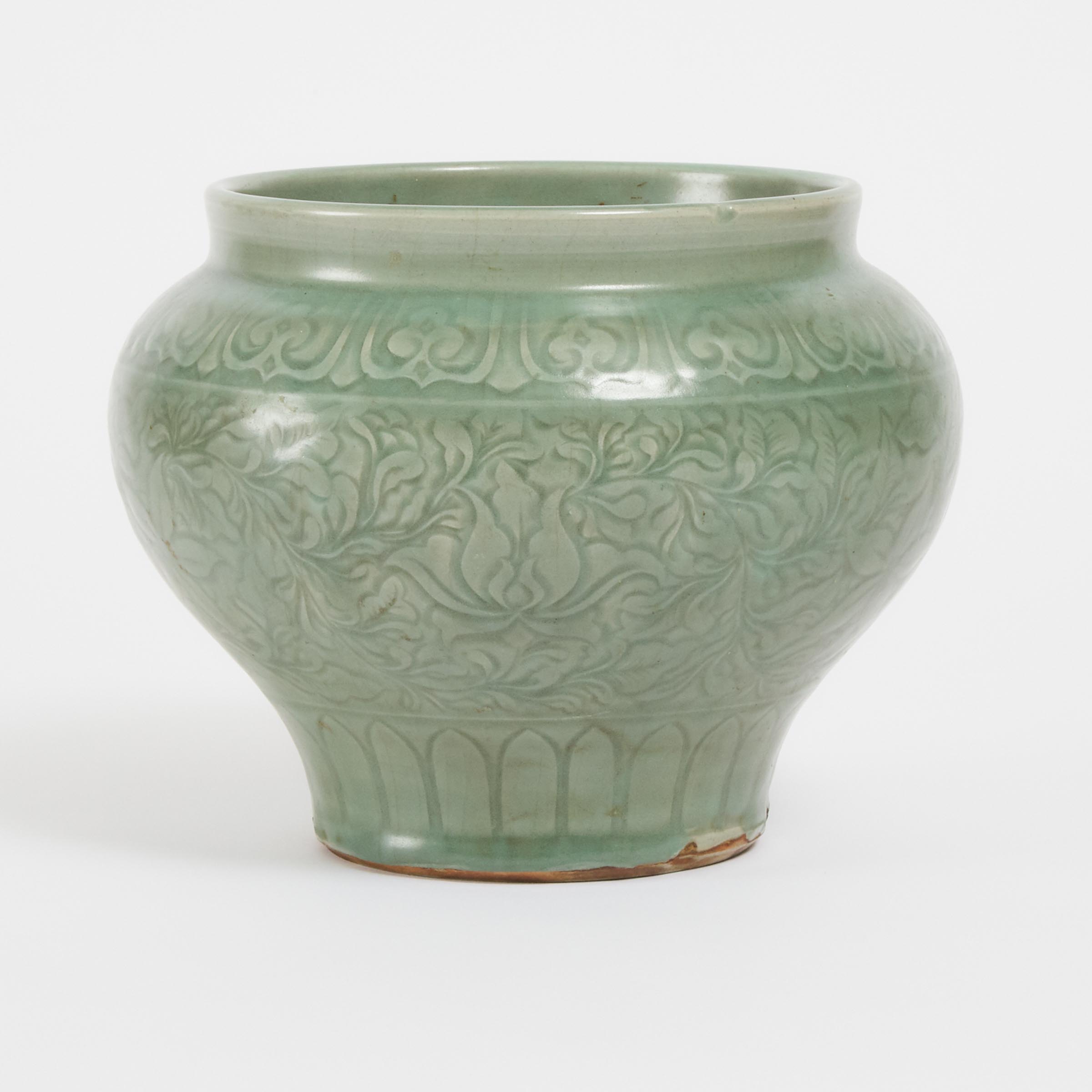 A Longquan Celadon-Glazed Jar, Ming Dynasty or Later