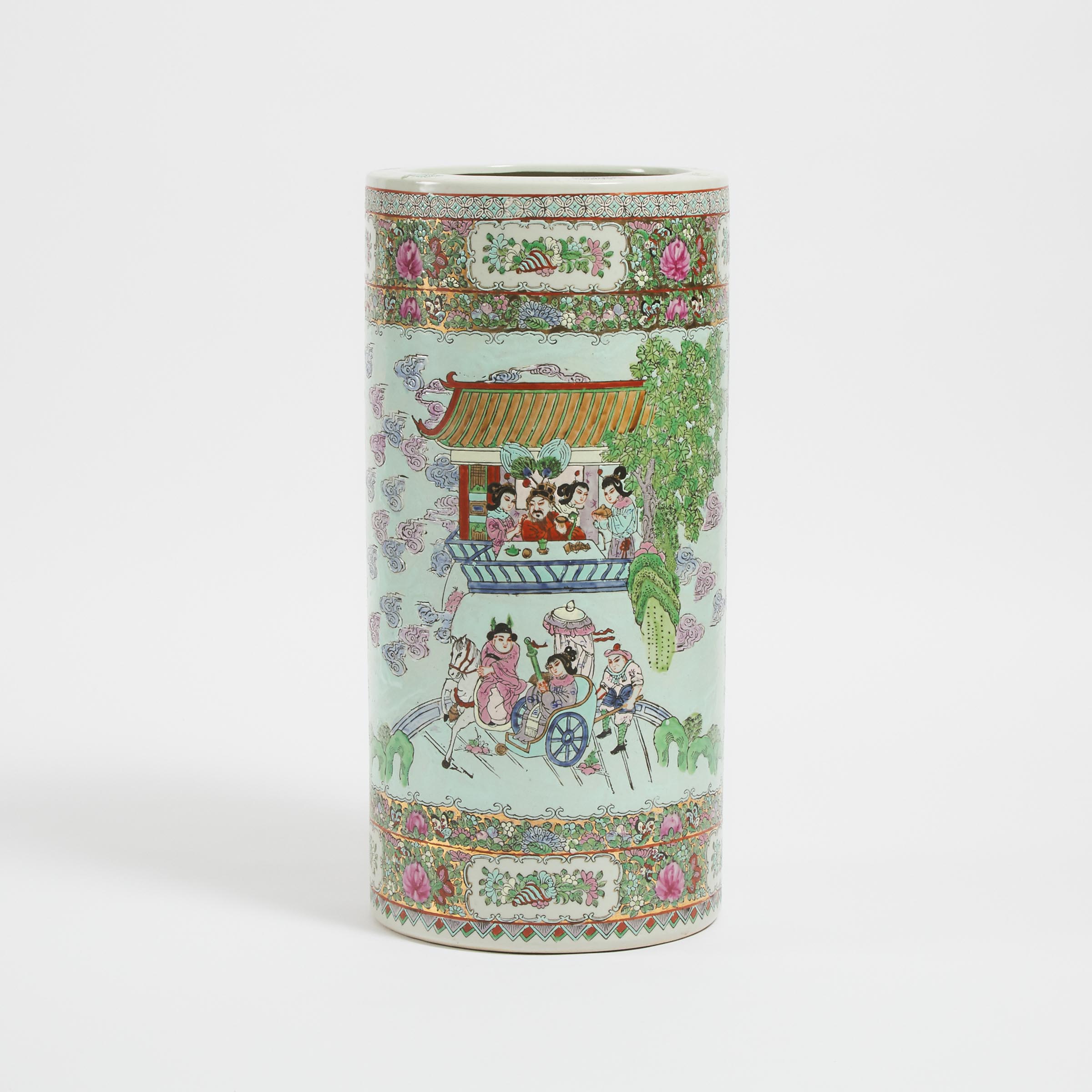 A Canton Famille Rose Style Porcelain Umbrella Stand, 20th Century