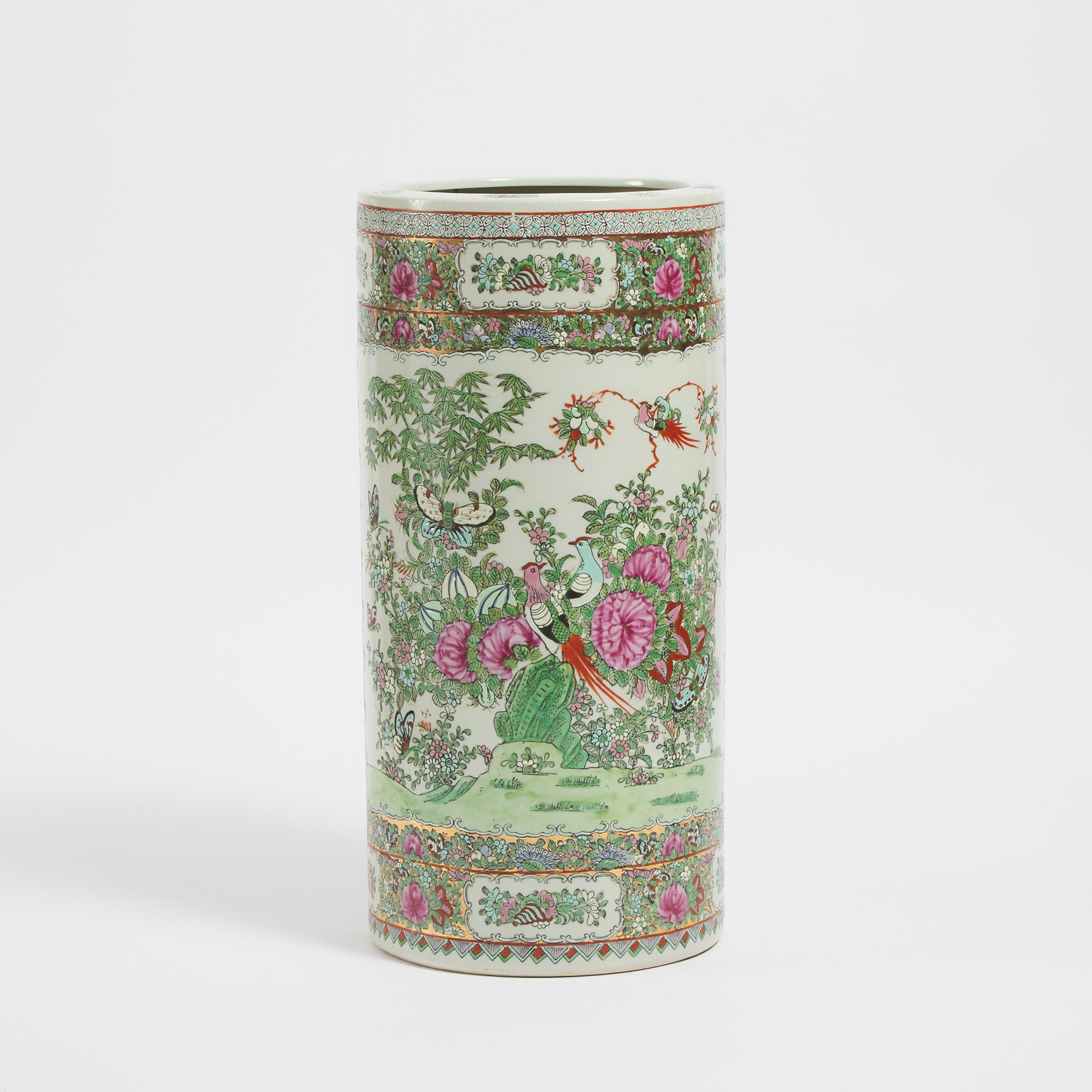 A Canton Famille Rose Style Porcelain Umbrella Stand, 20th Century