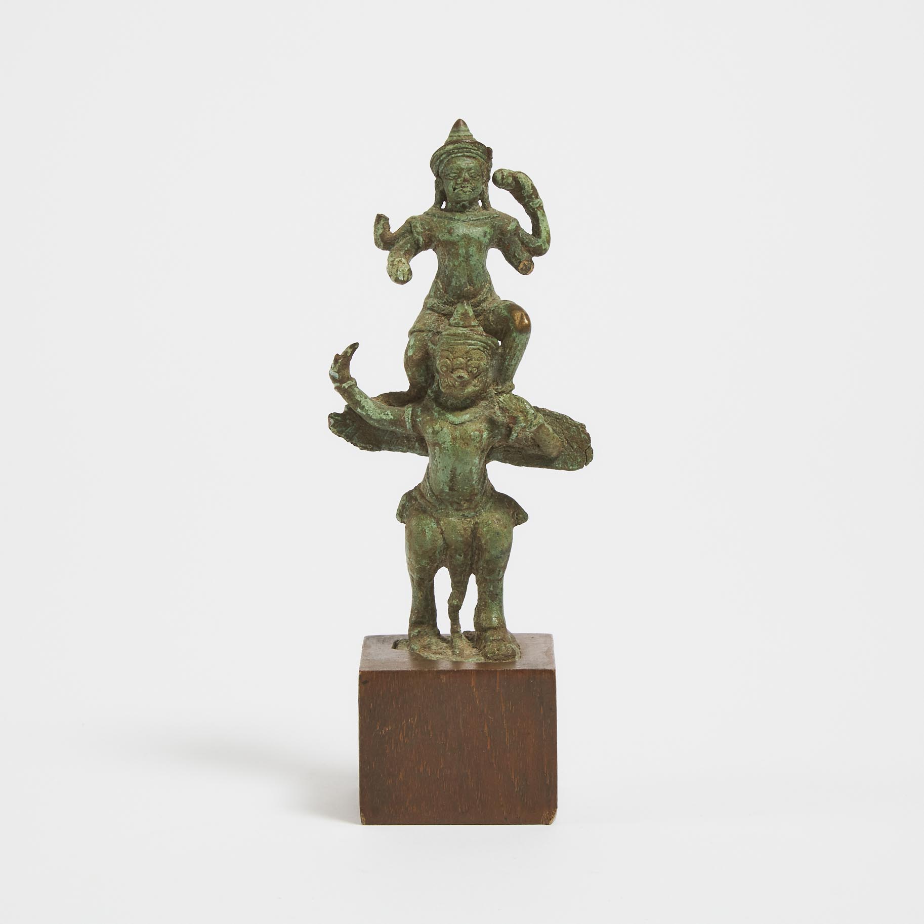 A Khmer Bronze Figure of Vishnu and Garuda, 13th Century or Later