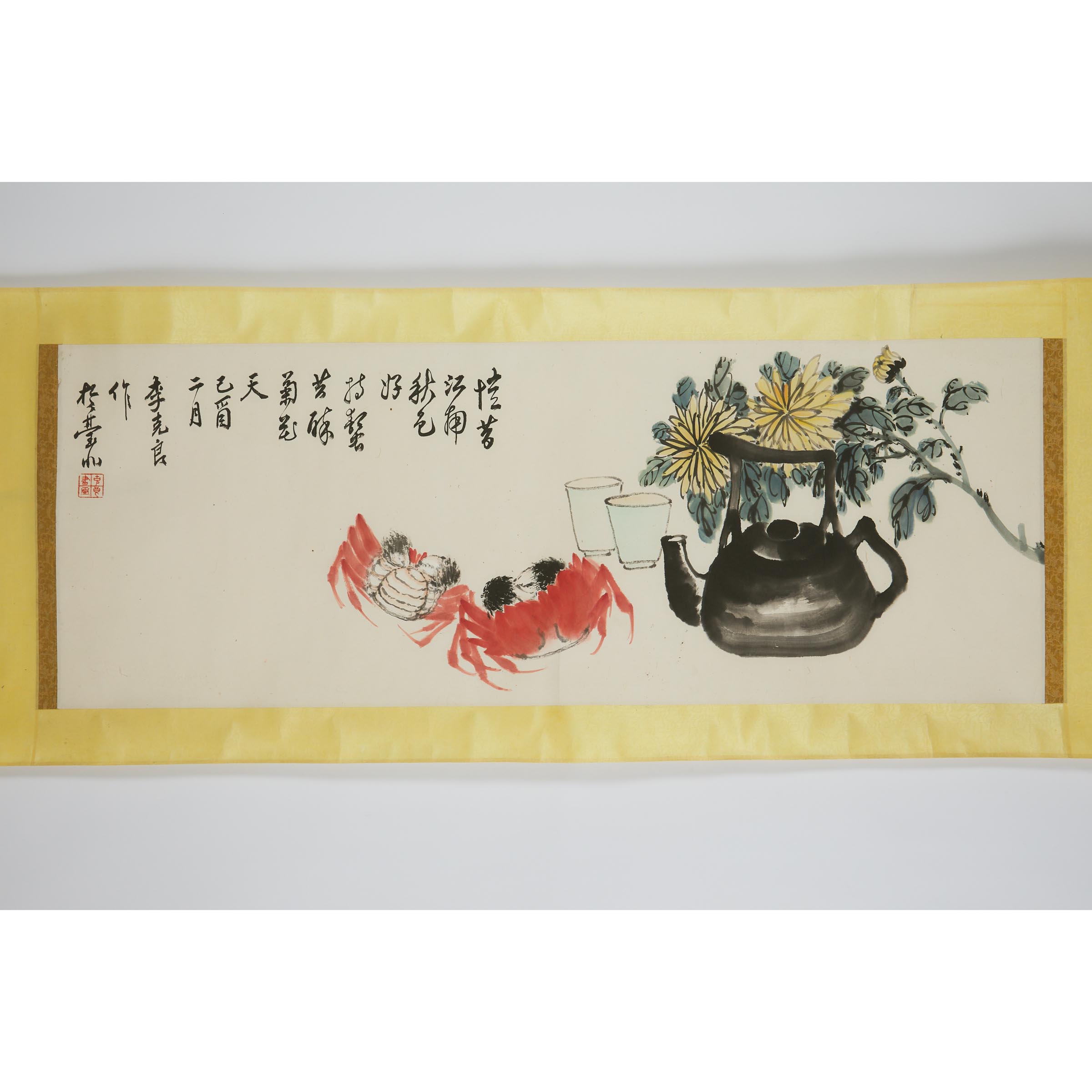 A Painting of Chrysanthemum and Crabs, Signed Li Keliang, Dated 1969