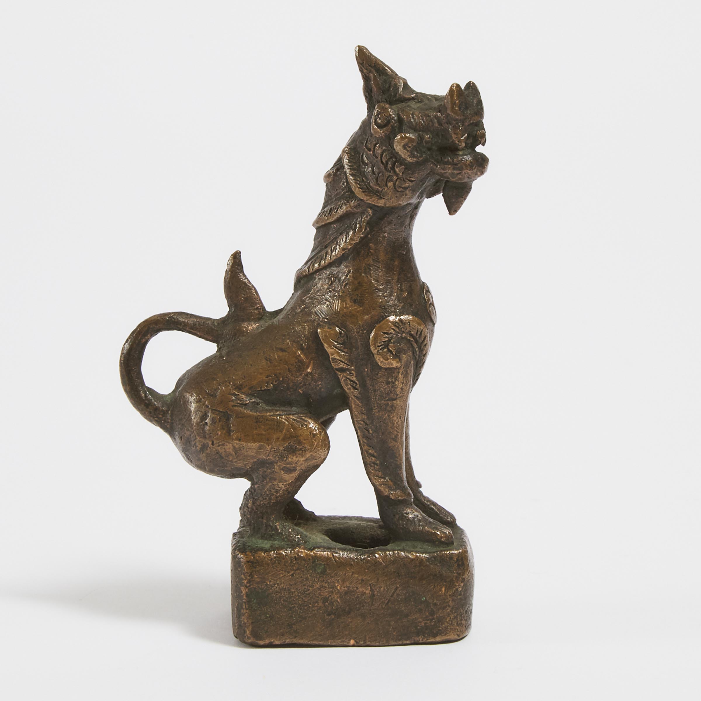 A Small Burmese Bronze 'Beast' Finial, Late 19th Century
