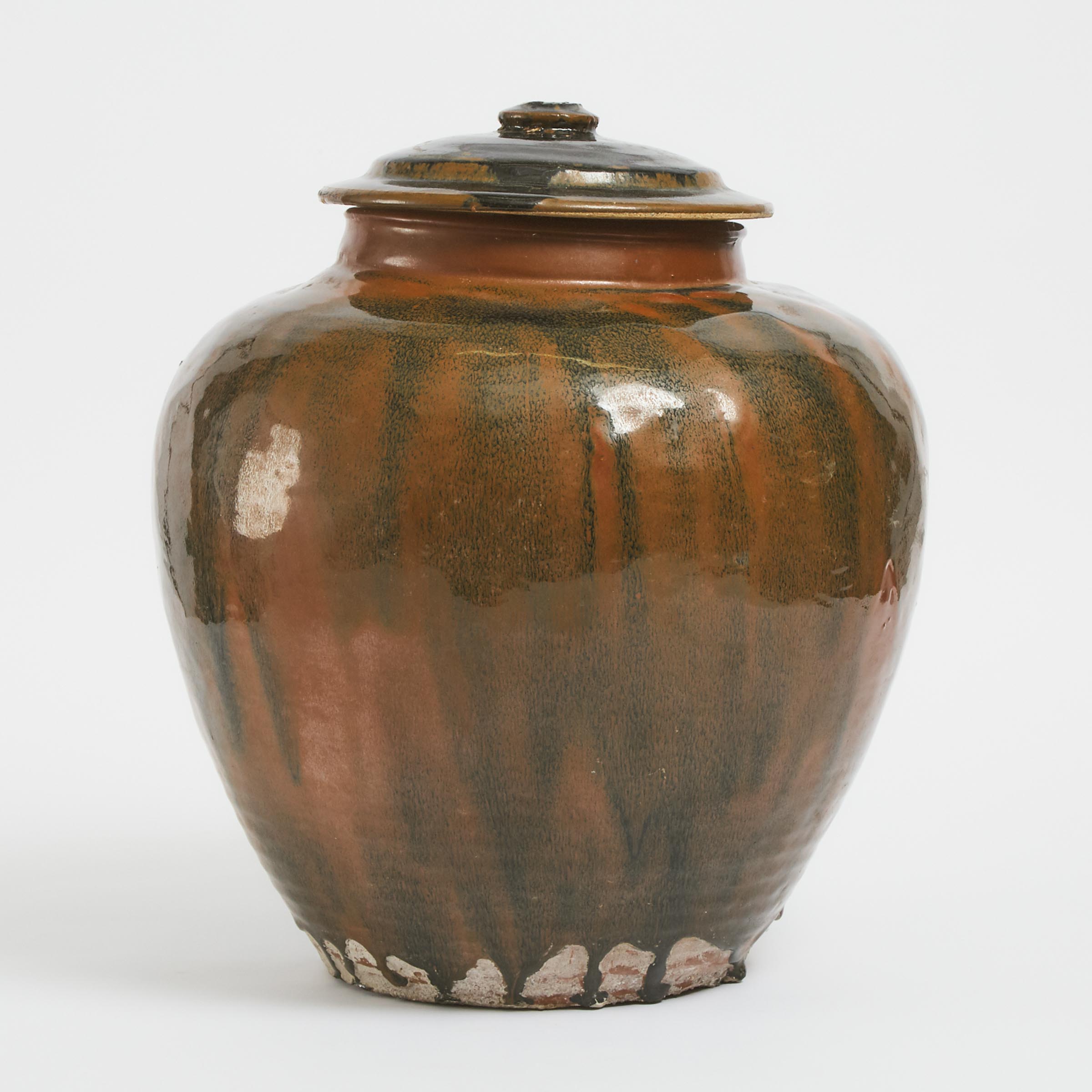 A Large Henan Black and Russet Glazed Jar and Cover, Yuan/Ming Dynasty