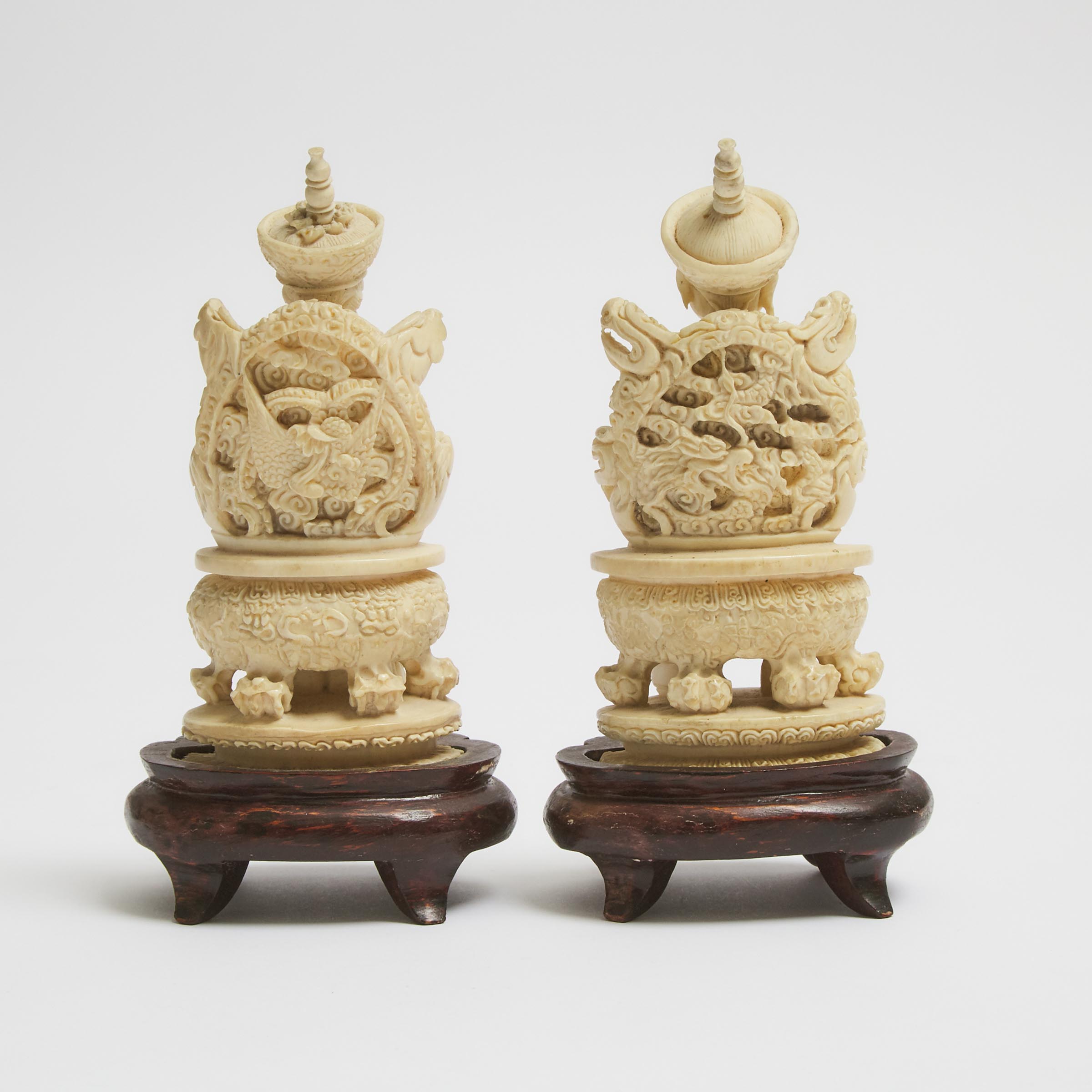 An Ivory Carved Emperor and Empress Pair, Early 20th Century