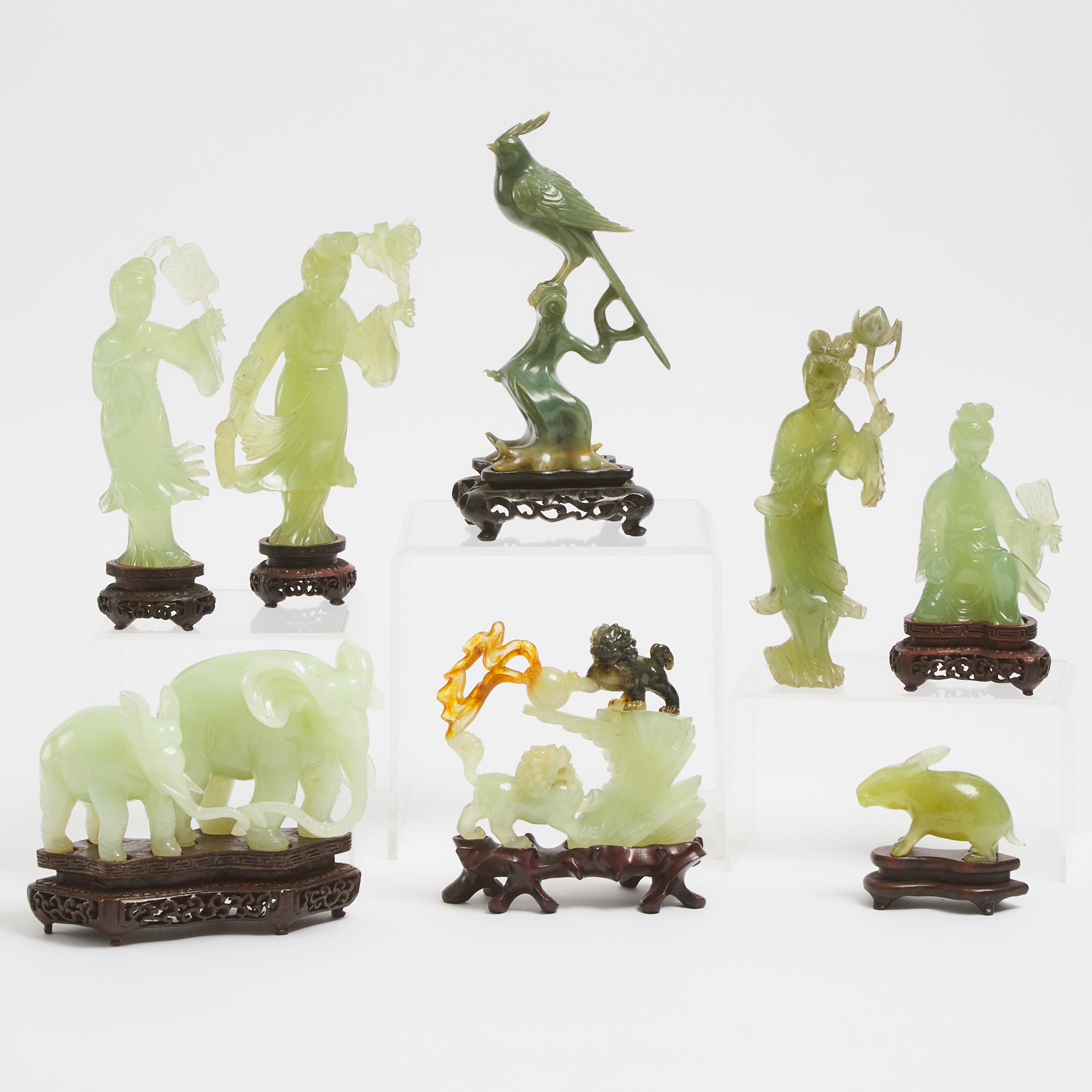 A Group of Eight Chinese Hardstone Carvings
