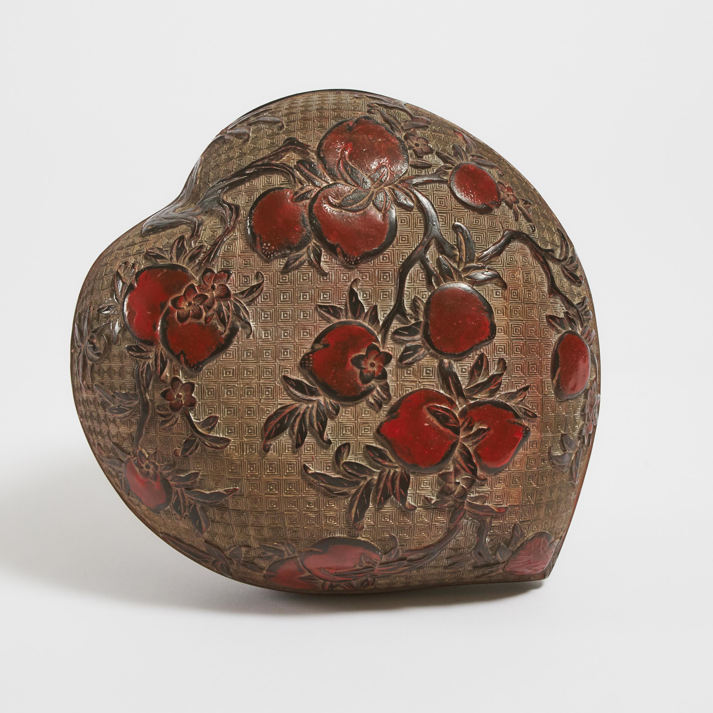 A Peach-Form Carved Lacquer Wood Box