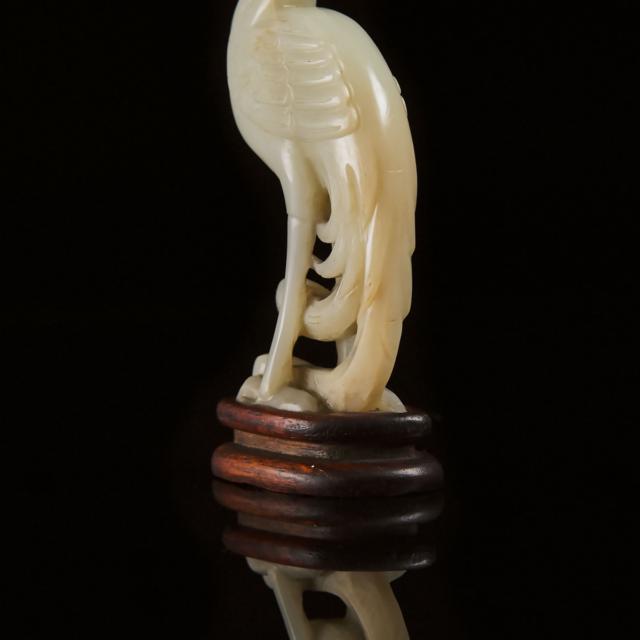 A White Jade Carved Phoenix, 19th/20th Century 