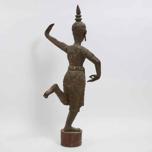 A Southeast Asian Wood Figure of a Dancer, Mid 20th Century