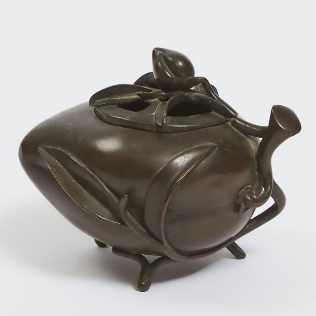 A Bronze Peach-Form Censer, Qing Dynasty, 19th Century