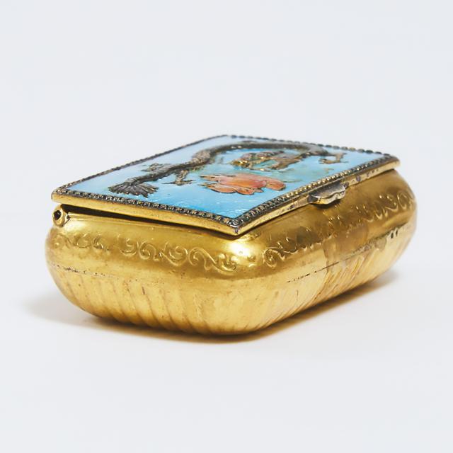 A Small Gilt Enameled Silvered Cloisonné Dragon Box, Qing Dynasty, Late 19th/Early 20th Century