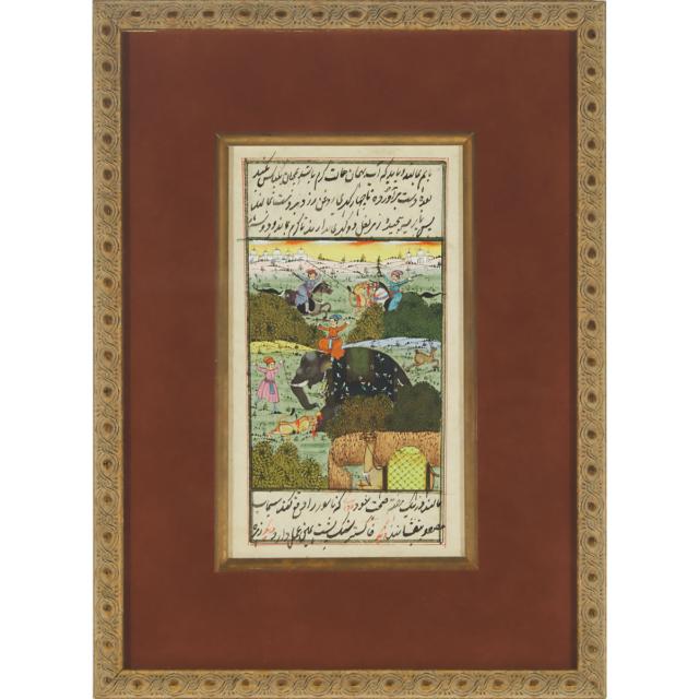 Two Indian Miniature Paintings of Hunting Scenes, 20th Century