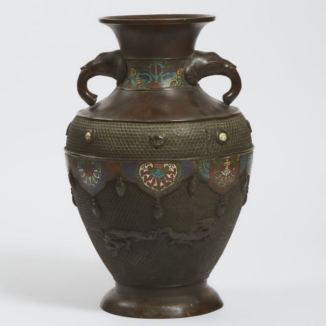 A Bronze Elephant-Handled Vase