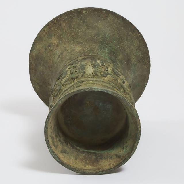 A Bronze Ritual Wine Vessel, Gu, Late Qing Dynasty, Early 20th Century