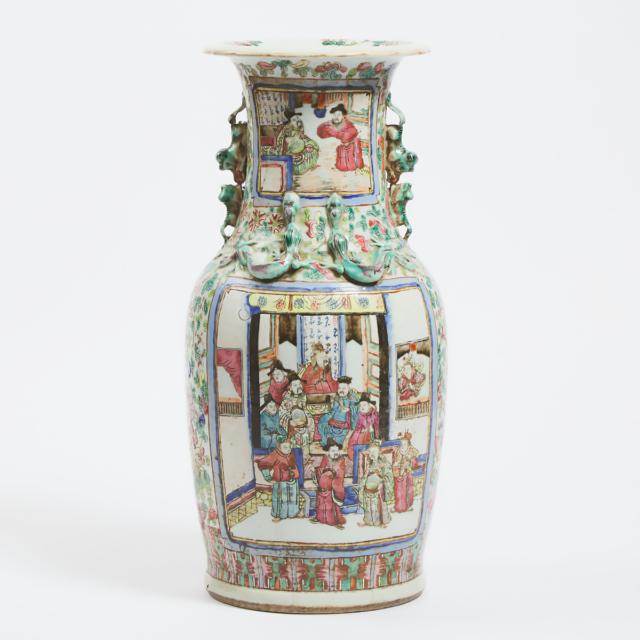 A Canton Famille Rose Vase, Late 19th/Early 20th Century