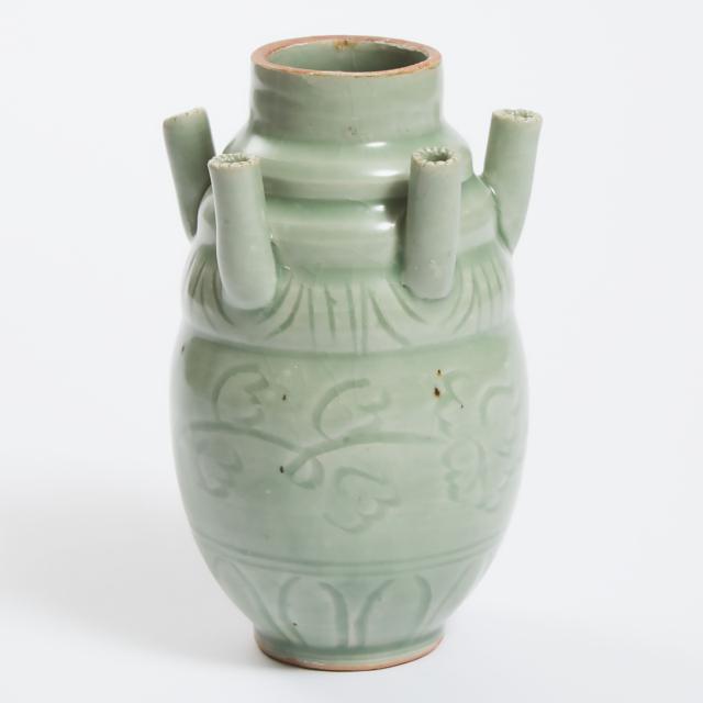 A Longquan-Style Vase With Five Spouts