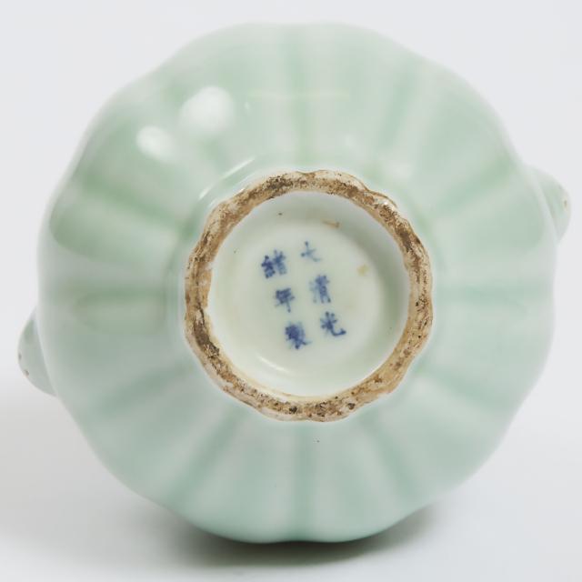 A Celadon-Glazed 'Garlic-Head' Vase, Guangxu Mark
