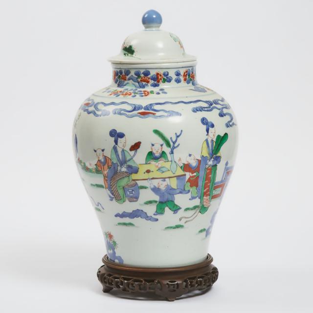 A Chinese Doucai Vase and Cover, Mid 20th Century